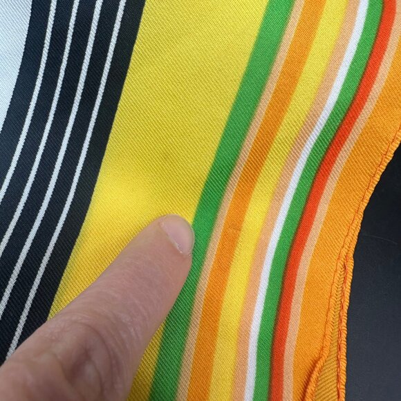 Vintage Scarf Italian Floral Yellow Orange 1970s Flowers Italy Baar & Beards - Picture 6 of 8